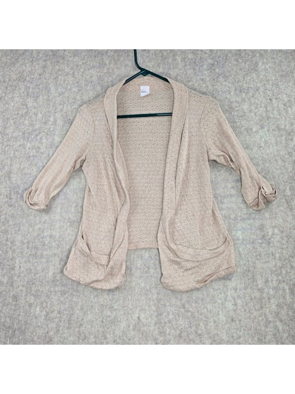 Kira Womens Open Front Lightweight Cardigan Beige Polyester/Rayon Knit Design